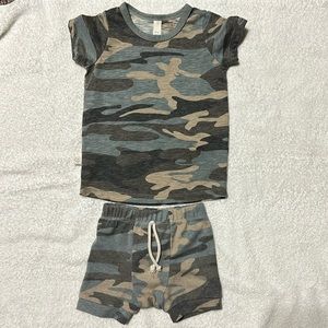Childhoods Clothing Rib Knit Shorts and Tee - Faded Camo